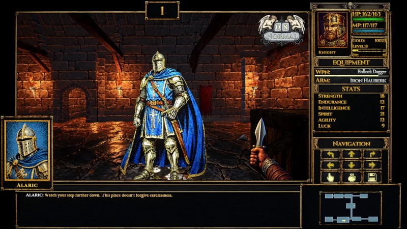 Meeting Alaric among torchlit dungeon halls.