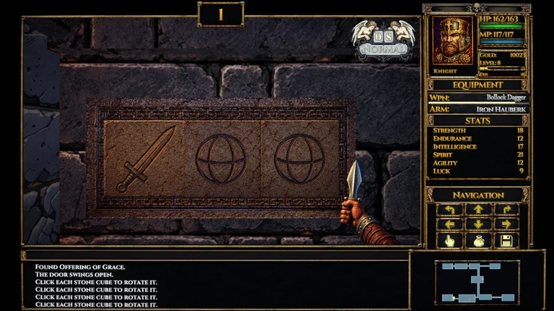 A rune-cube puzzle in the dungeon.